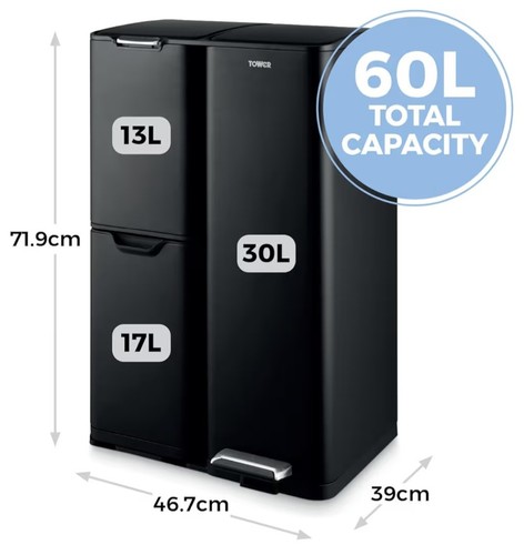 Tower 60l three compartment - tower,