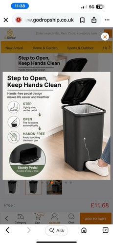 Waste rubbish bin with lid - bin, &