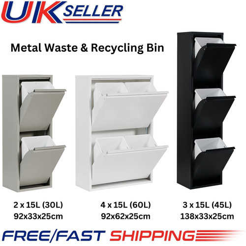 Metal waste and recycling bin - metal,
