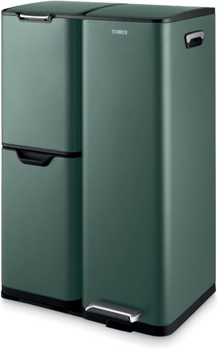 Tower 60l recycling pedal bin - recycling,