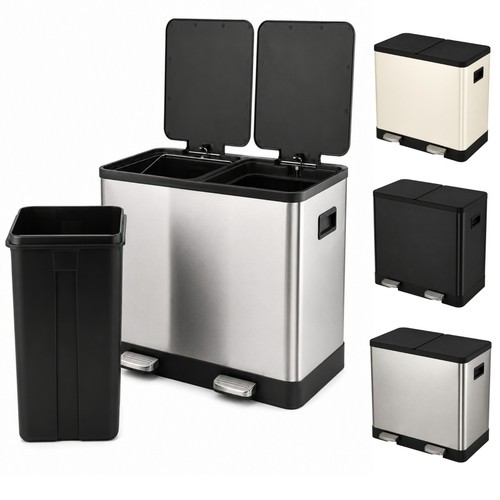 60l dual kitchen pedal bin - pedal,