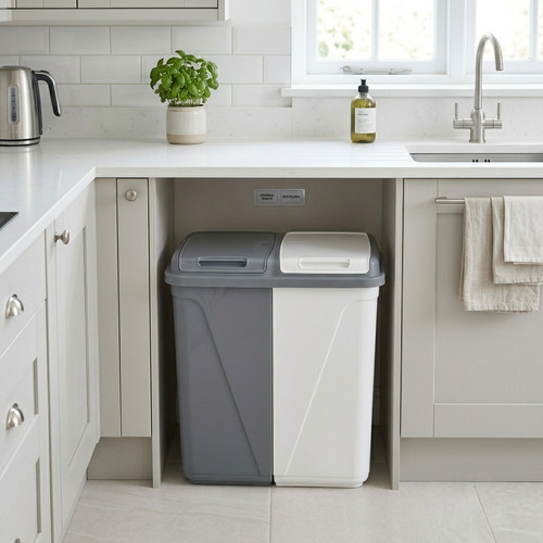 Double recycling bin - double, dual