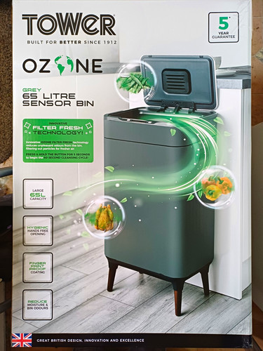 Tower 65l grey sensor bin - sensor,