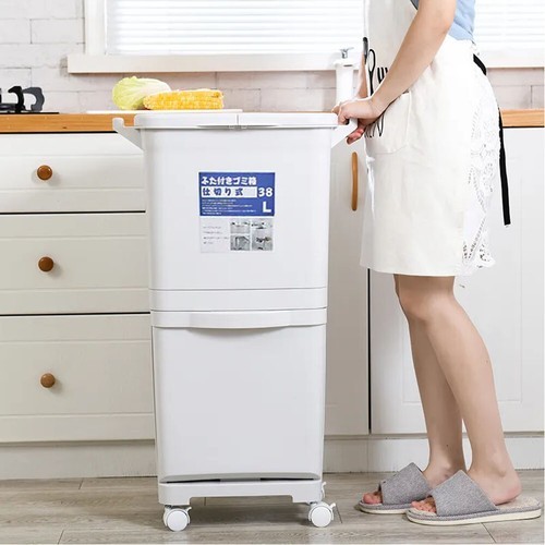 White 38l mobile rubbish bin - 38l,