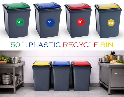 Plastic recycle bin - with, lid